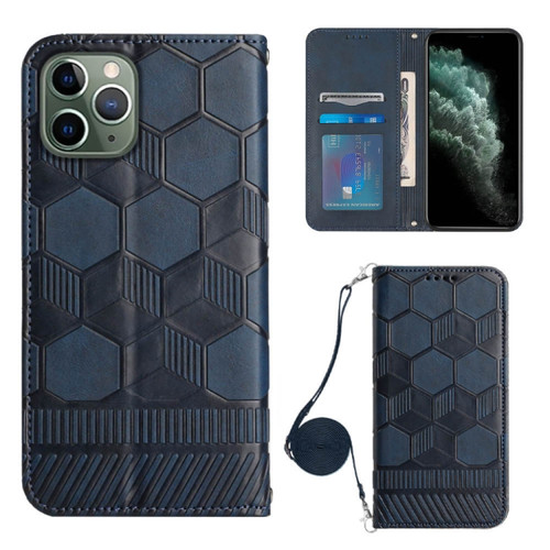 iPhone 11 Pro Max Crossbody Football Texture Magnetic PU Phone Case  - Dark Blue