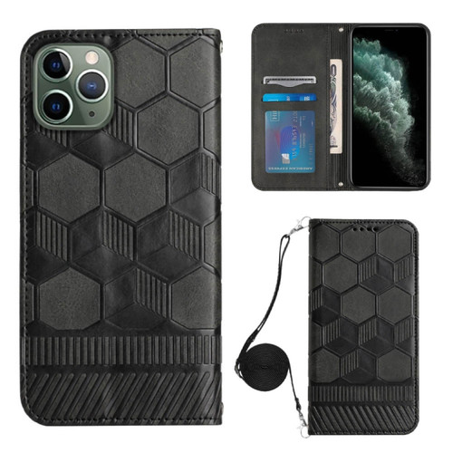 iPhone 11 Pro Max Crossbody Football Texture Magnetic PU Phone Case  - Black