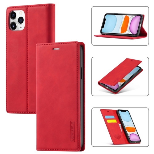 iPhone 11 Pro Max LC.IMEEKE Strong Magnetism Ultra-thin Horizontal Flip Shockproof Matte TPU + PU Leather Case with Holder & Card Slots & Wallet  - Red