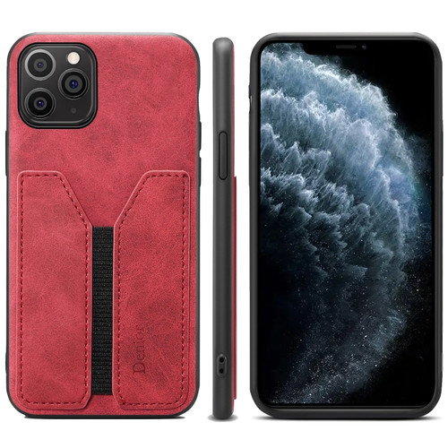 iPhone 11 Pro Max Denior DV Elastic Card PU Back Cover Phone Case - Red