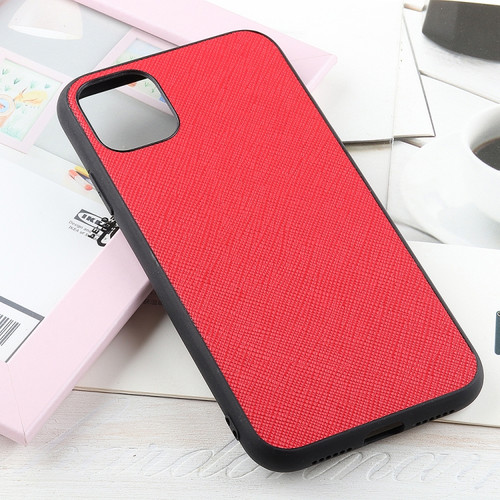 iPhone 11 Pro Max Hella Cross Texture Genuine Leather Protective Case  - Red