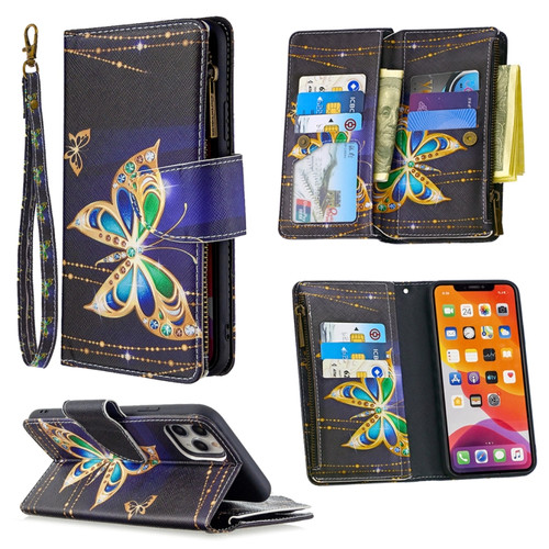 iPhone 11 Pro Max Colored Drawing Pattern Zipper Horizontal Flip Leather Case with Holder & Card Slots & Wallet - Butterfly