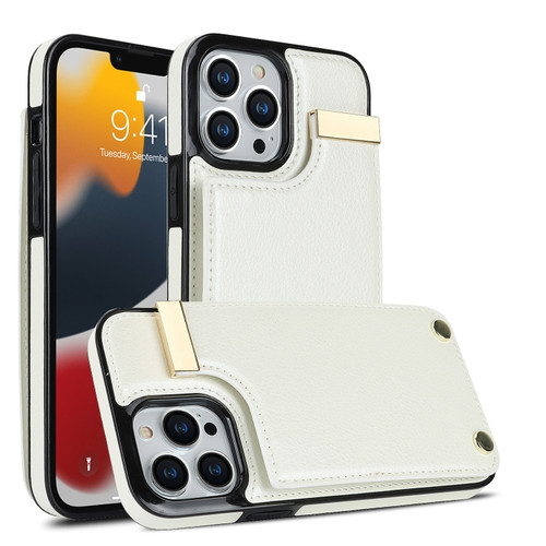 iPhone 11 Pro Max Metal Buckle Card Slots Phone Case - White