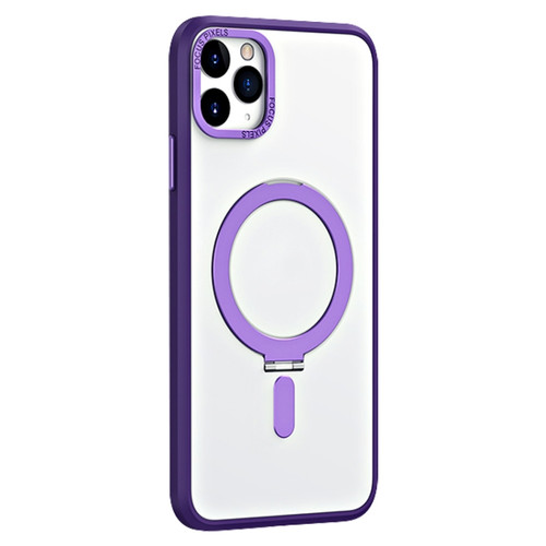 iPhone 11 Pro Max Skin Feel MagSafe Shockproof Phone Case with Holder - Purple