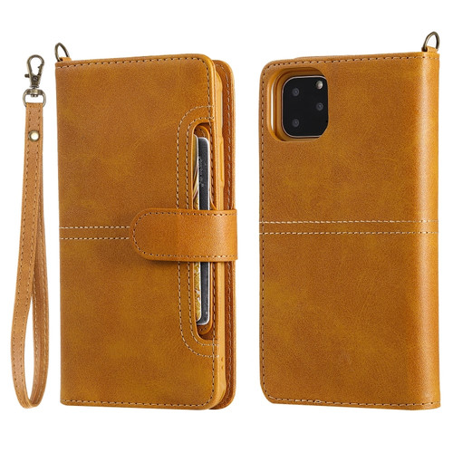 iPhone 11 Pro Max Multifunctional Detachable Magnetic Horizontal Flip Leather Case with Card Slots & Holder & Wallet & Photo Frame - Brown