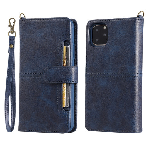 iPhone 11 Pro Max Multifunctional Detachable Magnetic Horizontal Flip Leather Case with Card Slots & Holder & Wallet & Photo Frame - Blue