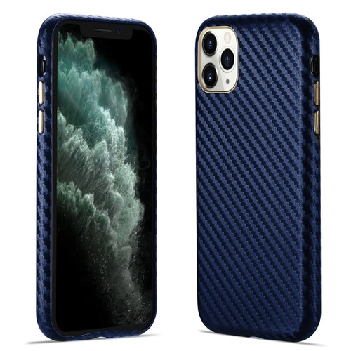 iPhone 11 Pro Max Carbon Fiber Leather Texture Kevlar Anti-fall Phone Protective Case  - Blue