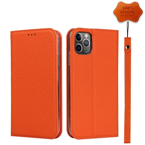 iPhone 11 Pro Max Litchi Genuine Leather Phone Case  - Orange