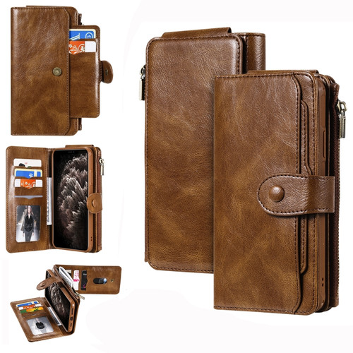 iPhone 11 Pro Max Retro Multifunctional Horizontal Flip PU Leather Case with Card Slot & Holder & Wallet & Photo Frame - Brown