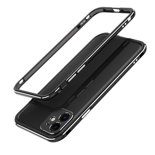 iPhone 11 Pro Max Aurora Series Lens Protector + Metal Frame Protective Case  - Black Silver
