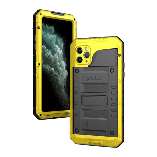 iPhone 11 Pro Max Dustproof Shockproof Waterproof Silicone + Metal Protective Case - Yellow