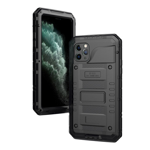 iPhone 11 Pro Max Dustproof Shockproof Waterproof Silicone + Metal Protective Case - Black