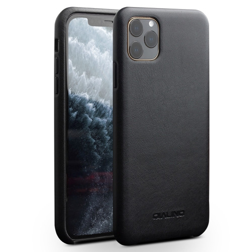 iPhone 11 Pro Max QIALINO Shockproof Cowhide Leather Protective Case - Black