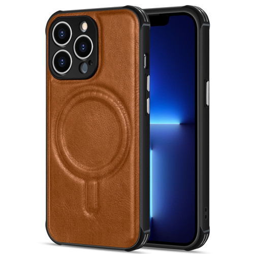 iPhone 11 Pro Crazy Horse Cowhide Leather Magnetic Phone Case  - Brown