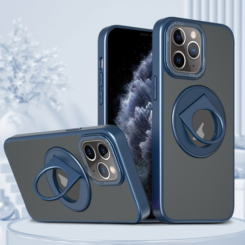 iPhone 11 Pro Rotating Ring Magnetic Holder Phone Case - Blue