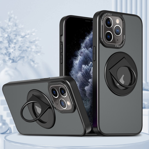 iPhone 11 Pro Rotating Ring Magnetic Holder Phone Case - Black