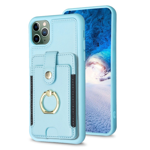 iPhone 11 Pro BF27 Metal Ring Card Bag Holder Phone Case - Blue