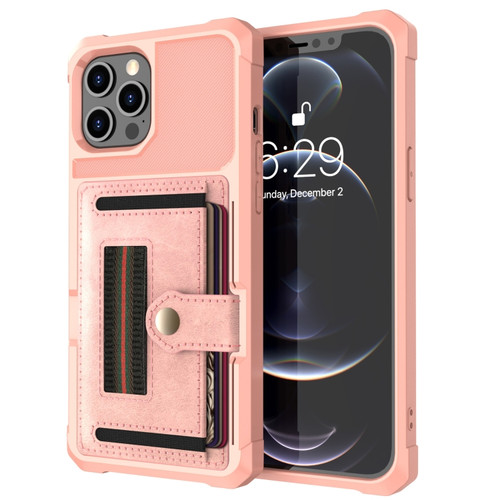 iPhone 11 Pro ZM06 Card Bag TPU + Leather Phone Case - Pink