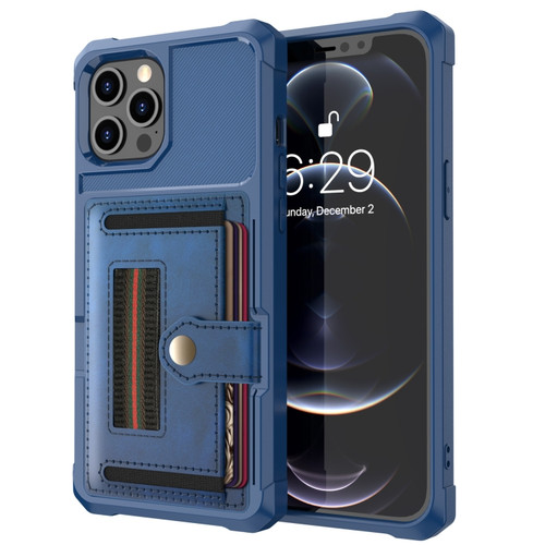 iPhone 11 Pro ZM06 Card Bag TPU + Leather Phone Case - Blue