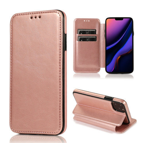 iPhone 11 Pro Knight Magnetic Suction Leather Phone Case  - Rose Gold