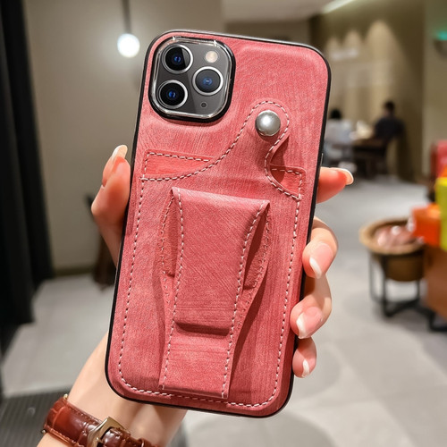 iPhone 11 Pro Max Side Leather Rotation Card Holder Phone Case - Pink
