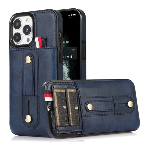 iPhone 11 Pro Wristband Kickstand Wallet Leather Phone Case  - Blue