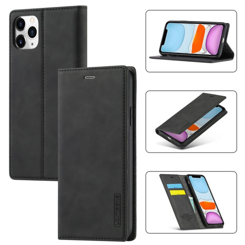 iPhone 11 Pro LC.IMEEKE Strong Magnetism Ultra-thin Horizontal Flip Shockproof Matte TPU + PU Leather Case with Holder & Card Slots & Wallet  - Black