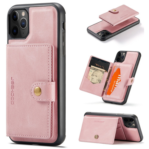 iPhone 11 Pro JEEHOOD Retro Magnetic Detachable Protective Case with Wallet & Card Slot & Holder  - Pink