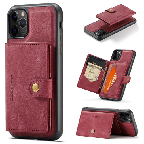 iPhone 11 Pro JEEHOOD Retro Magnetic Detachable Protective Case with Wallet & Card Slot & Holder  - Red
