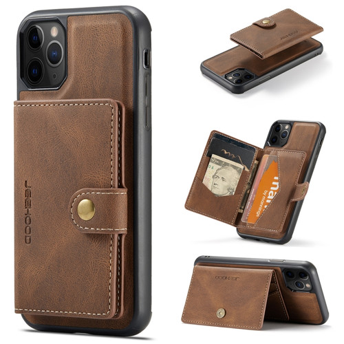 iPhone 11 Pro JEEHOOD Retro Magnetic Detachable Protective Case with Wallet & Card Slot & Holder  - Brown
