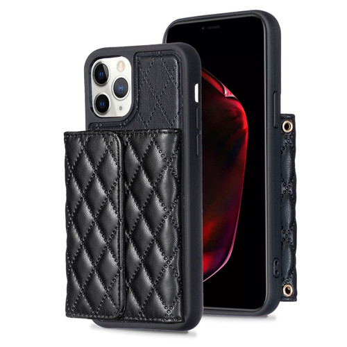iPhone 11 Pro Horizontal Wallet Rhombic Leather Phone Case - Black