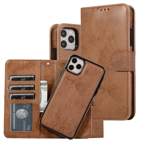 iPhone 11 Pro KLT888-2 Retro 2 in 1 Detachable Magnetic Horizontal Flip TPU + PU Leather Case with Holder & Card Slots & Photo Frame & Wallet - Brown