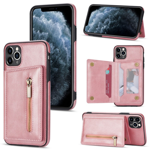 iPhone 11 Pro Zipper Card Holder Phone Case  - Rose Gold