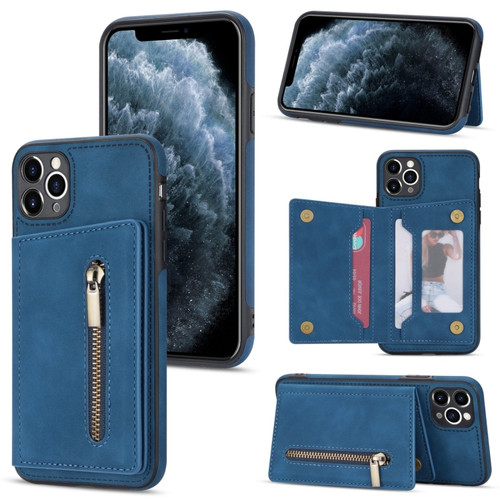 iPhone 11 Pro Zipper Card Holder Phone Case  - Blue