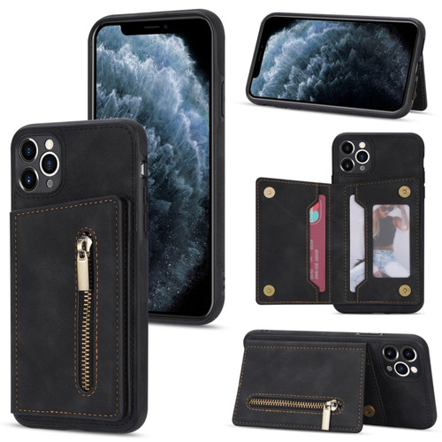 iPhone 11 Pro Zipper Card Holder Phone Case  - Black