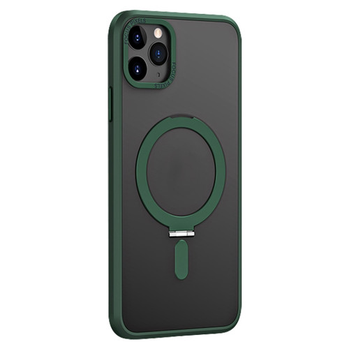 iPhone 11 Pro Skin Feel MagSafe Shockproof Phone Case with Holder - Dark Green