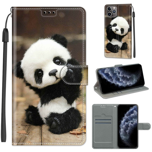 iPhone 11 Pro Voltage Colored Drawing Magnetic Clasp Horizontal Flip PU Leather Case with Holder & Card Slots  - C18 Wood Board Panda