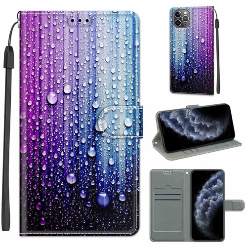 iPhone 11 Pro Voltage Colored Drawing Magnetic Clasp Horizontal Flip PU Leather Case with Holder & Card Slots  - C05 Purple Blue Water Drops