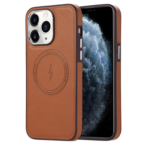 iPhone 11 Pro Side Leather Magsafe Phone Case - Brown