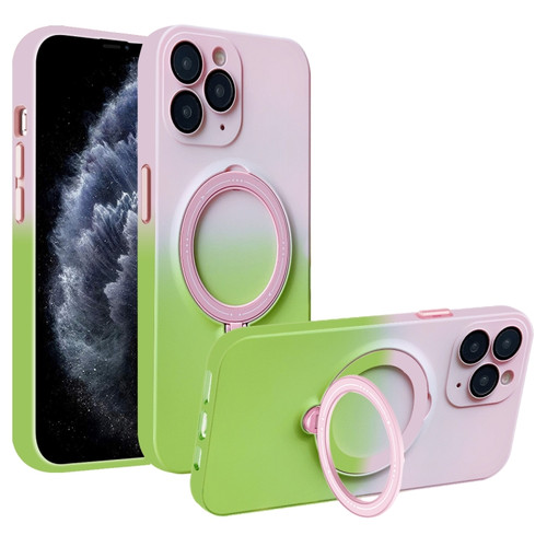 iPhone 11 Pro MagSafe Holder Gradient TPU Phone Case - Pink Green