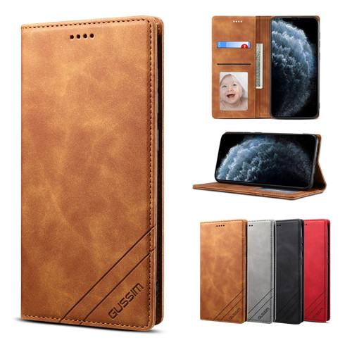 iPhone 11 Pro GUSSIM GS-001 Business Style Horizontal Flip Skin Feel PU Leather Case with Holder & Card Slots & Wallet & Photo Frame  - Brown