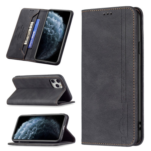 iPhone 11 Pro Magnetic RFID Blocking Anti-Theft Leather Case with Holder & Card Slots & Wallet  - Black