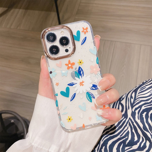 iPhone 11 Pro Glitter Powder Electroplating Flower Shockproof Phone Case  - Flower S6