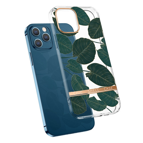 iPhone 11 Pro High Translucent Electroplating Flower Pattern TPU + PC Shockproof Case  - Banana Leaf