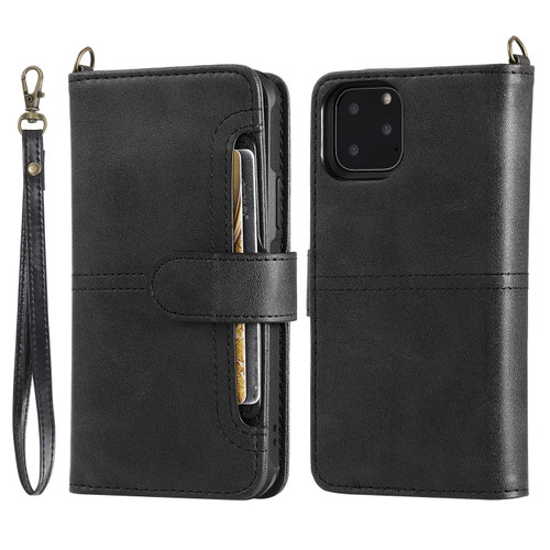 iPhone 11 Pro Multifunctional Detachable Magnetic Horizontal Flip Leather Case with Card Slots & Holder & Wallet & Photo Frame - Black