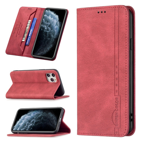 iPhone 11 Pro Magnetic RFID Blocking Anti-Theft Leather Case with Holder & Card Slots & Wallet  - Red