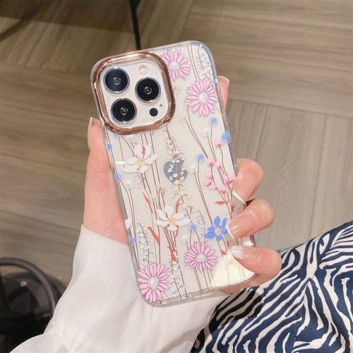iPhone 11 Pro Glitter Powder Electroplating Flower Shockproof Phone Case  - Flower S8