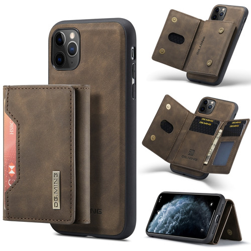 DG.MING M2 Series 3-Fold Multi Card Bag Back Cover Shockproof Case with Wallet & Holder Function iPhone 11 Pro - Coffee