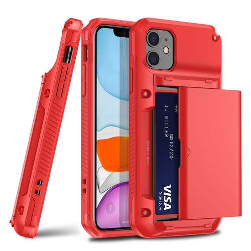 iPhone 11 Pro PC+TPU Shockproof Armor Protective Casewith Card Slot - Red