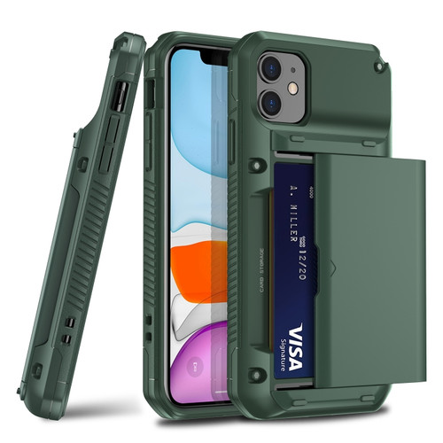 iPhone 11 Pro PC+TPU Shockproof Armor Protective Casewith Card Slot - Army Green